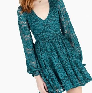 COPY - Blackmilk Teal Lace Long Sleeve Dress